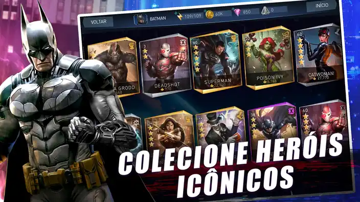 Confronto épico entre heróis num jogo mobile de ação